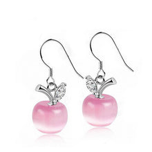 Pink White Apple Style Opal Design Pendant Stud Earring Jewelry Set