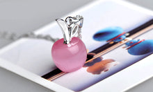 Pink White Apple Style Opal Design Pendant Stud Earring Jewelry Set