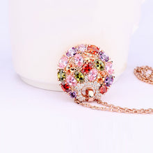 Rose Gold Multi-color Cubic Zirconia Big Round Necklace Pendants for Women
