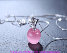 Pink White Apple Style Opal Design Pendant Stud Earring Jewelry Set