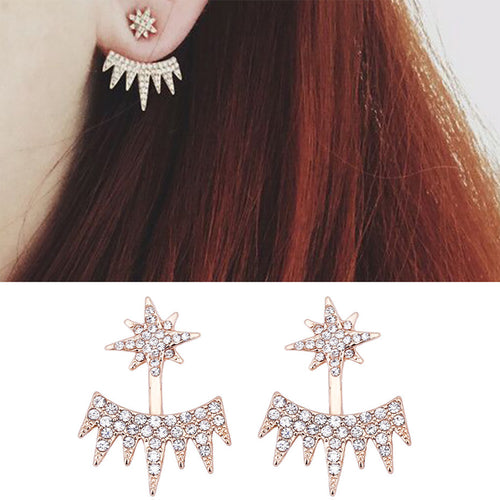 Sun Flower Long Ear Studs Fine Full Crystal Earrings