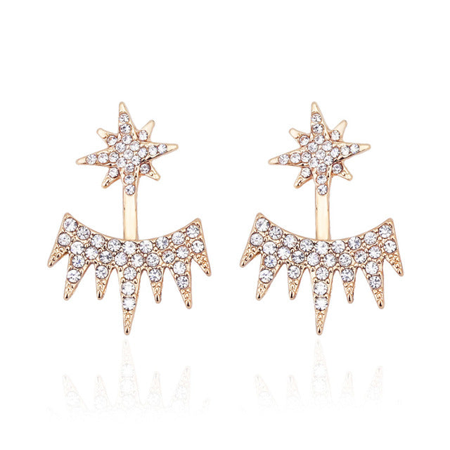 Sun Flower Long Ear Studs Fine Full Crystal Earrings