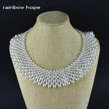 Round Pearl Choker Necklace Romantic Braided Lace Collar Necklaces